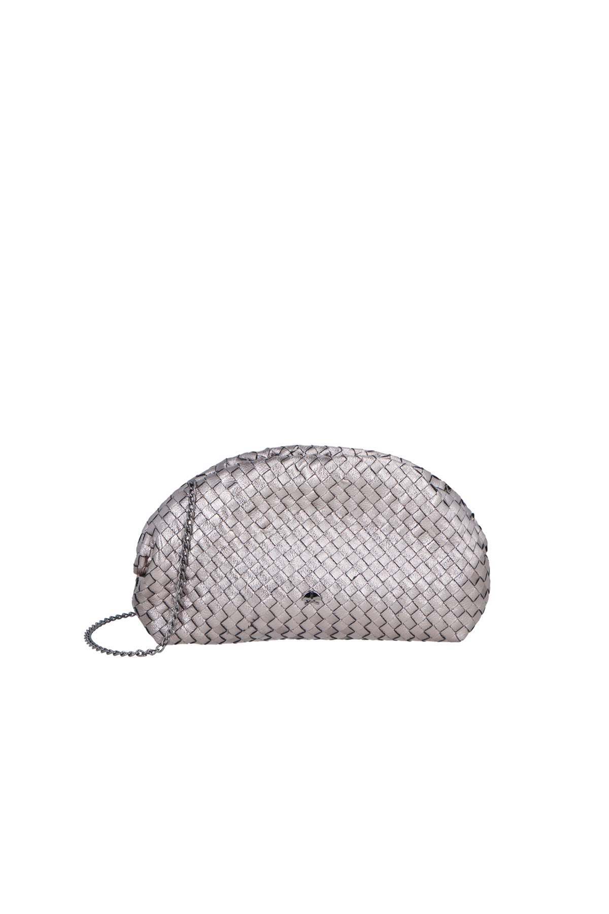 BOLSA TRANSVERSAL PEQUENA METALIZADA TITÂNIO MATELASSÊ E SÍMBOLO CALIANDRA