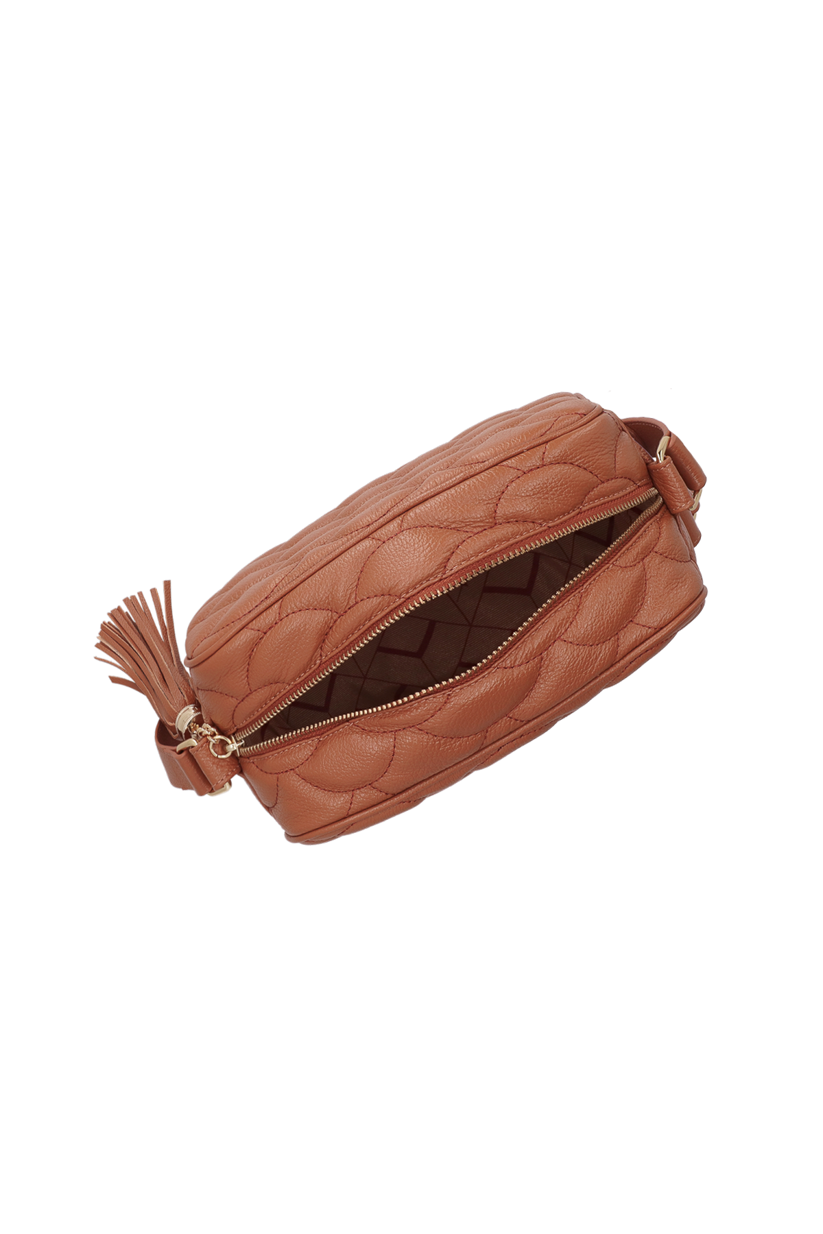 BOLSA MÉDIA EM COURO CARAMELO MATELASSÊ CALIANDRA