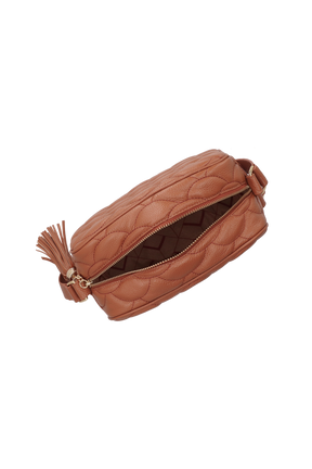 BOLSA MÉDIA EM COURO CARAMELO MATELASSÊ CALIANDRA
