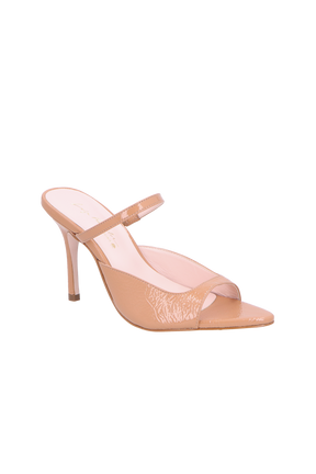 MULE EM VERNIZ BEGE BLUSH DE SALTO ALTO