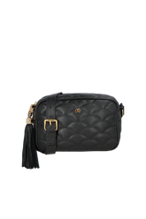 BOLSA MÉDIA EM COURO PRETO MATELASSÊ CALIANDRA