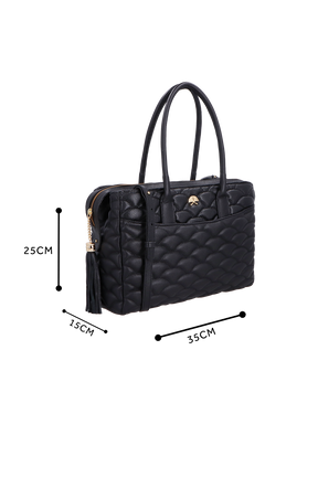 BOLSA MÉDIA EM COURO PRETO COM MATELASSÊ CALIANDRA