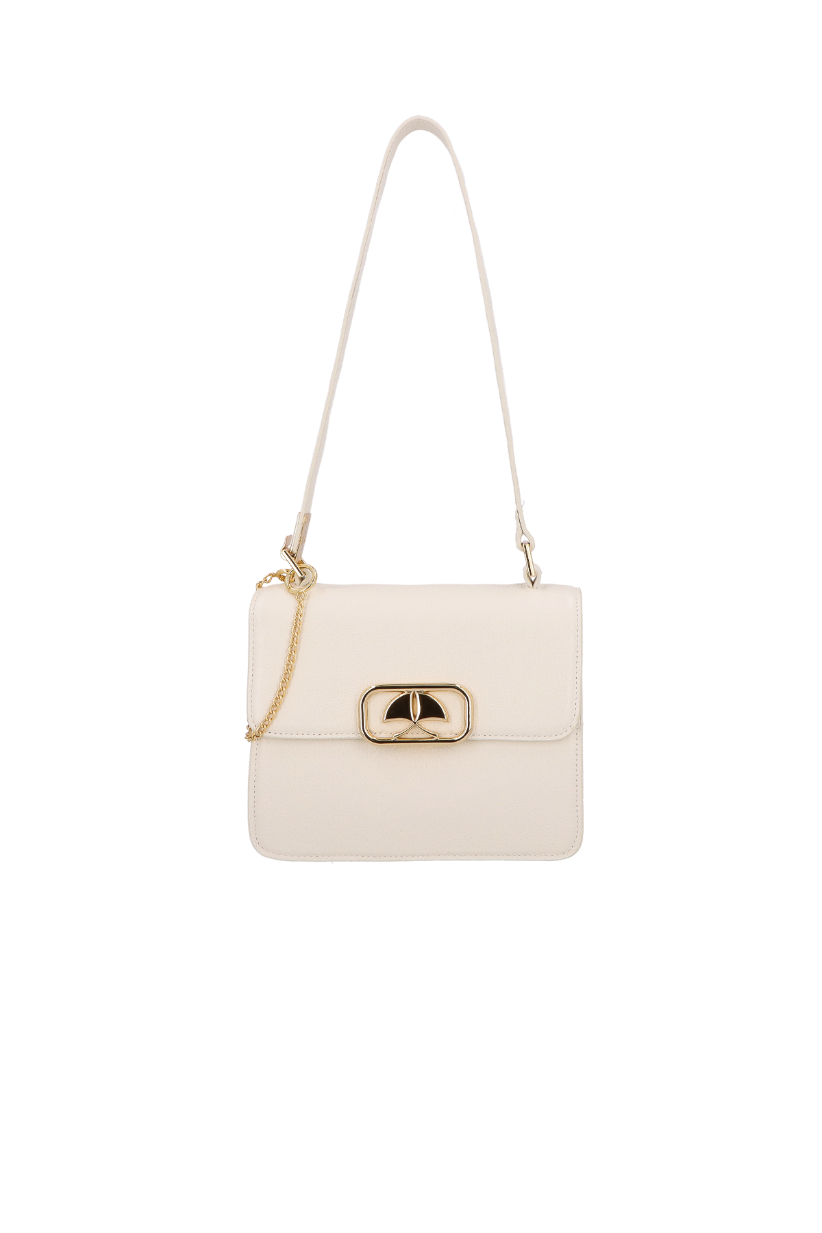 BOLSA TRANSVERSAL PEQUENA OFF WHITE EM COURO
