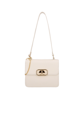 BOLSA TRANSVERSAL PEQUENA OFF WHITE EM COURO