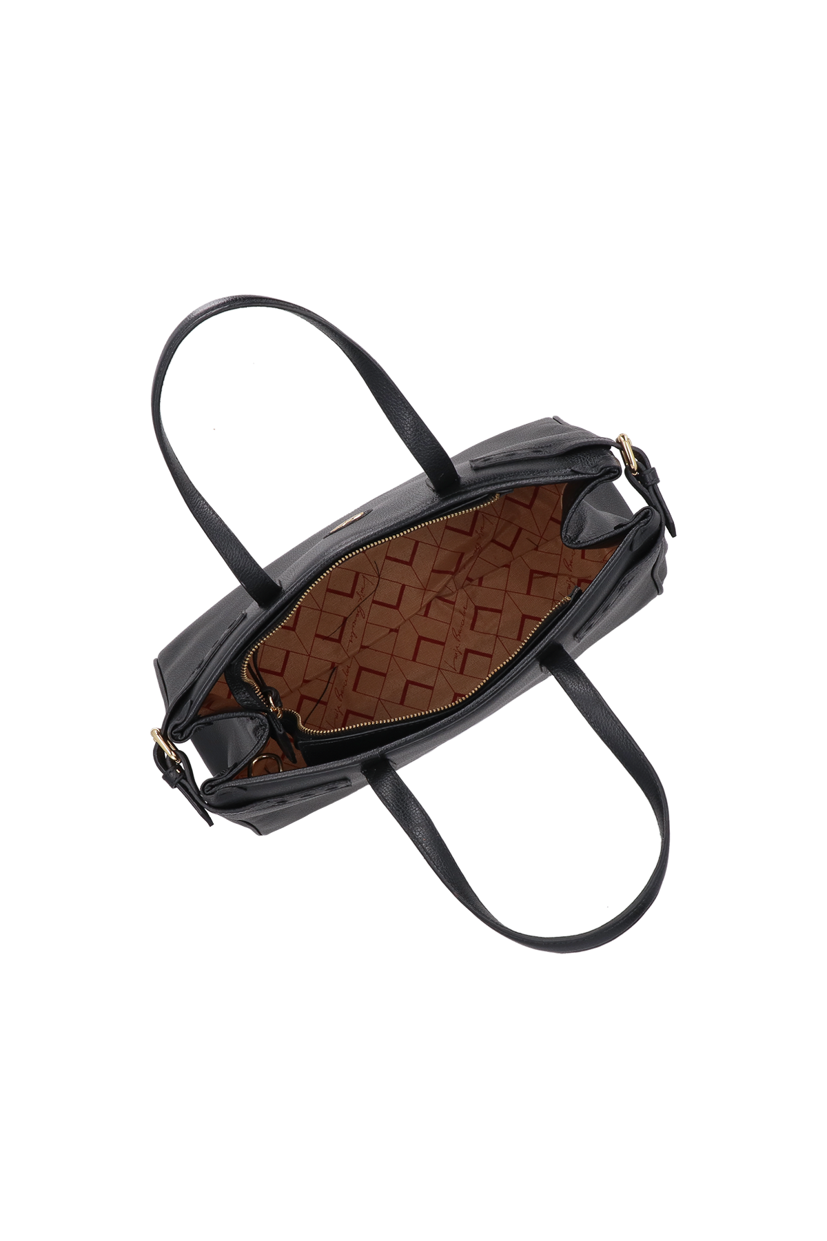 BOLSA MÉDIA EM COURO PRETO ESTRUTURADA