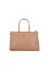BOLSA MÉDIA EM COURO BEGE ESTRUTURADA