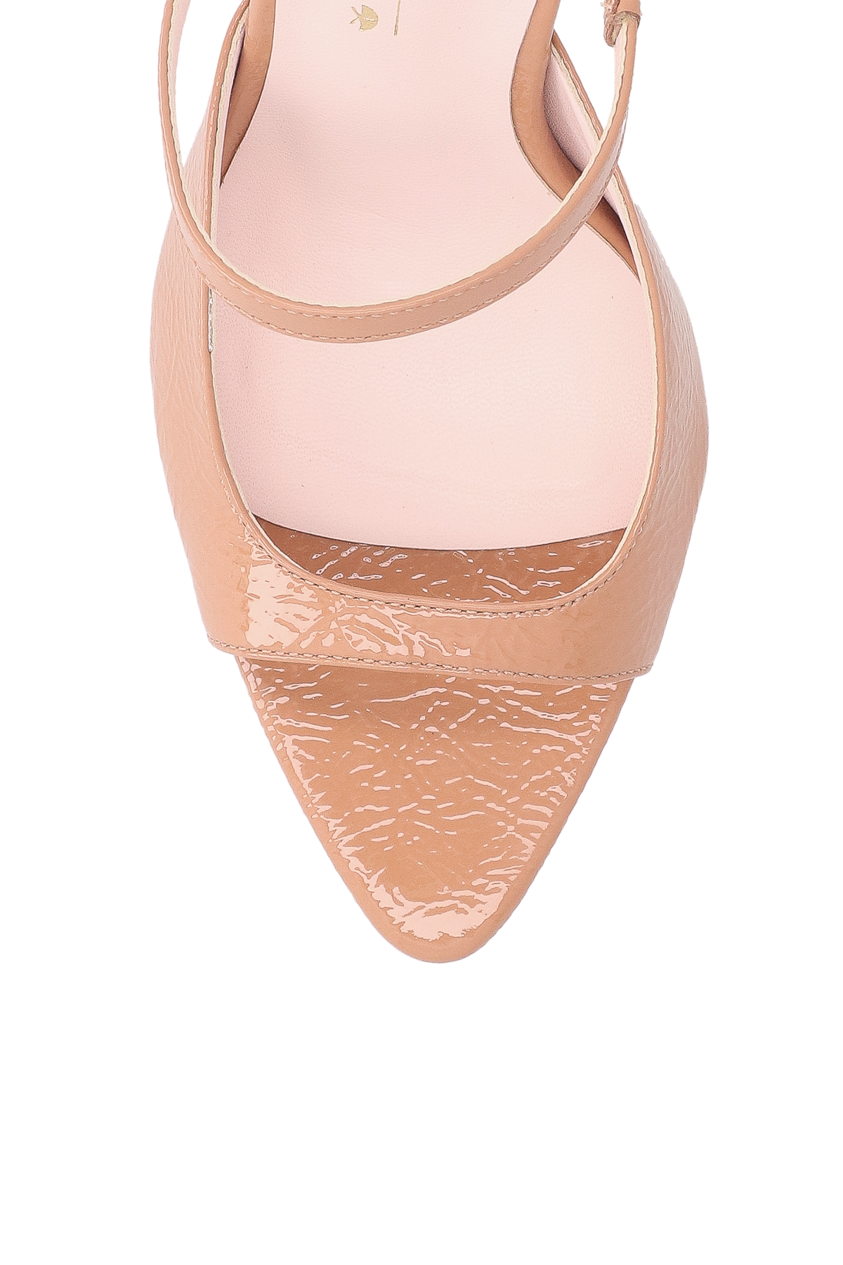 MULE EM VERNIZ BEGE BLUSH DE SALTO ALTO