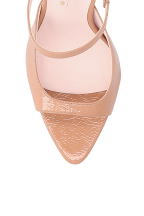 MULE EM VERNIZ BEGE BLUSH DE SALTO ALTO