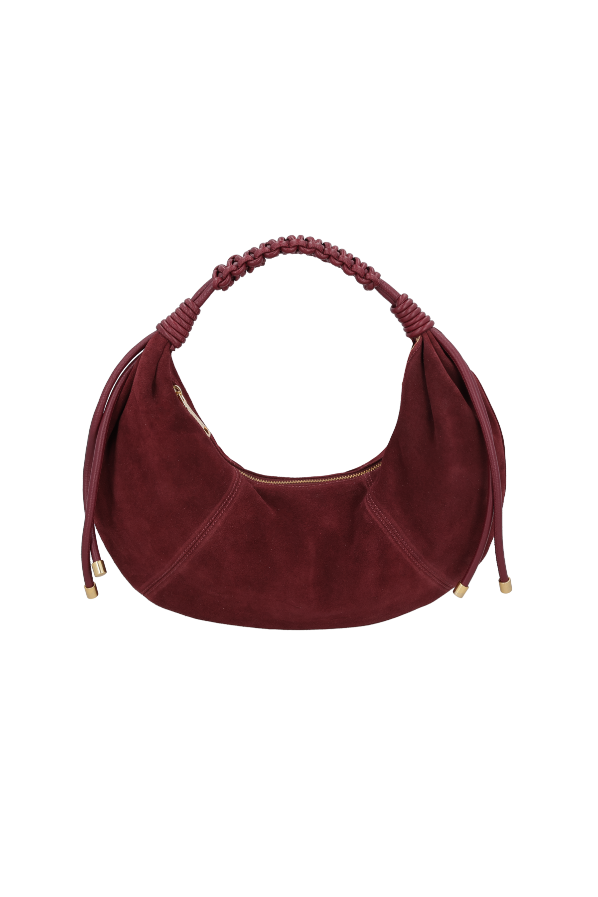 BOLSA EM CAMURÇA MARSALA COM ENFEITE METÁLICO MÉDIA