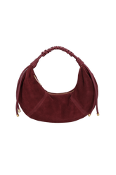 BOLSA EM CAMURÇA MARSALA COM ENFEITE METÁLICO MÉDIA