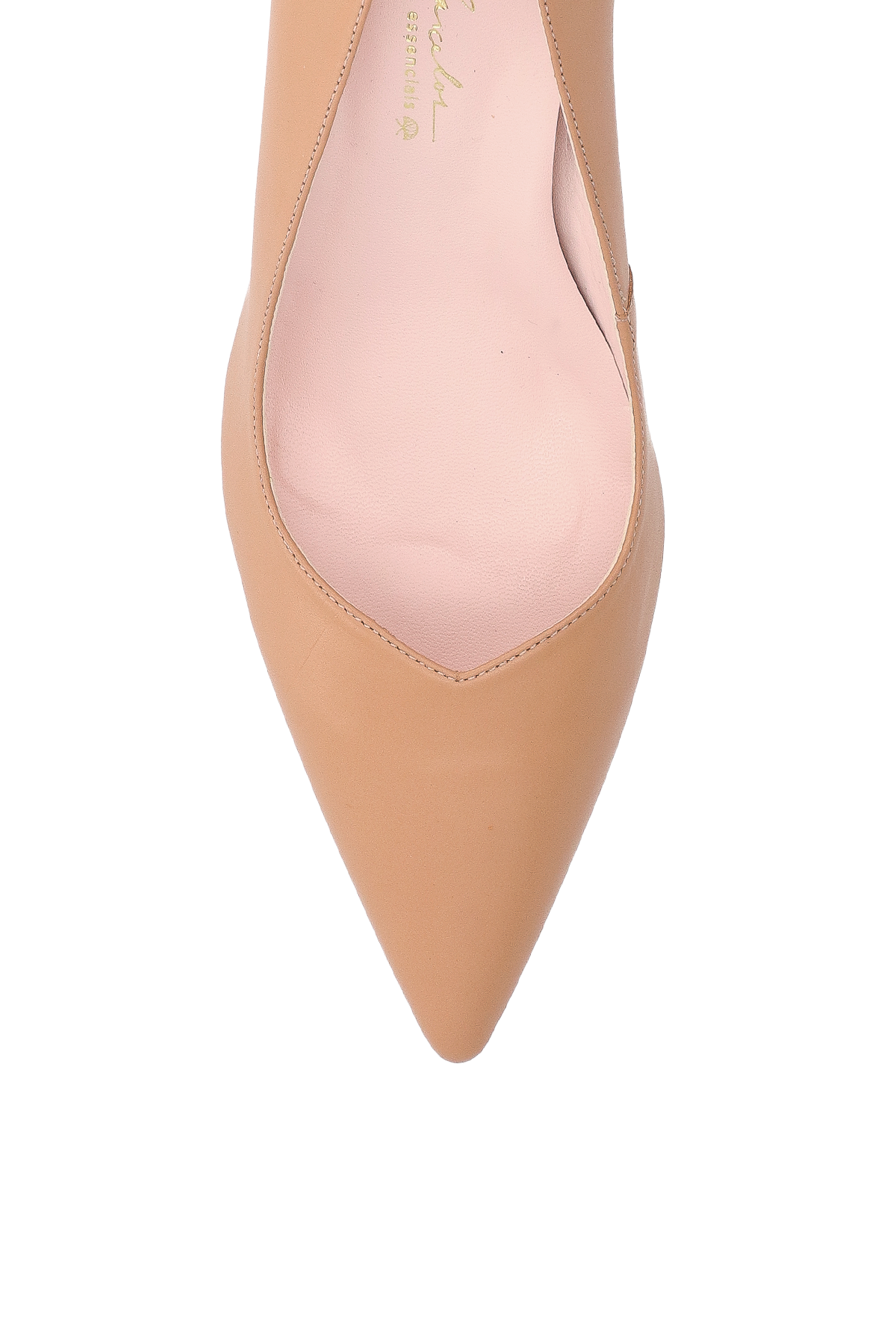 SCARPIN EM COURO BEGE BLUSH E SALTO ANABELA