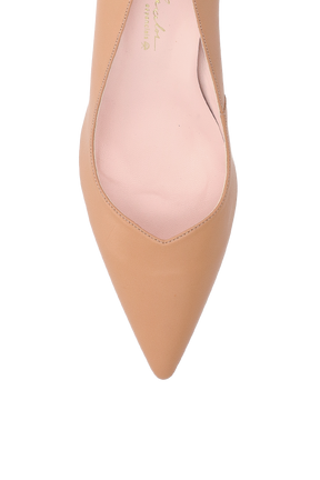 SCARPIN EM COURO BEGE BLUSH E SALTO ANABELA