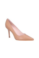 SCARPIN DE SALTO FINO EM COURO BEGE BLUSH