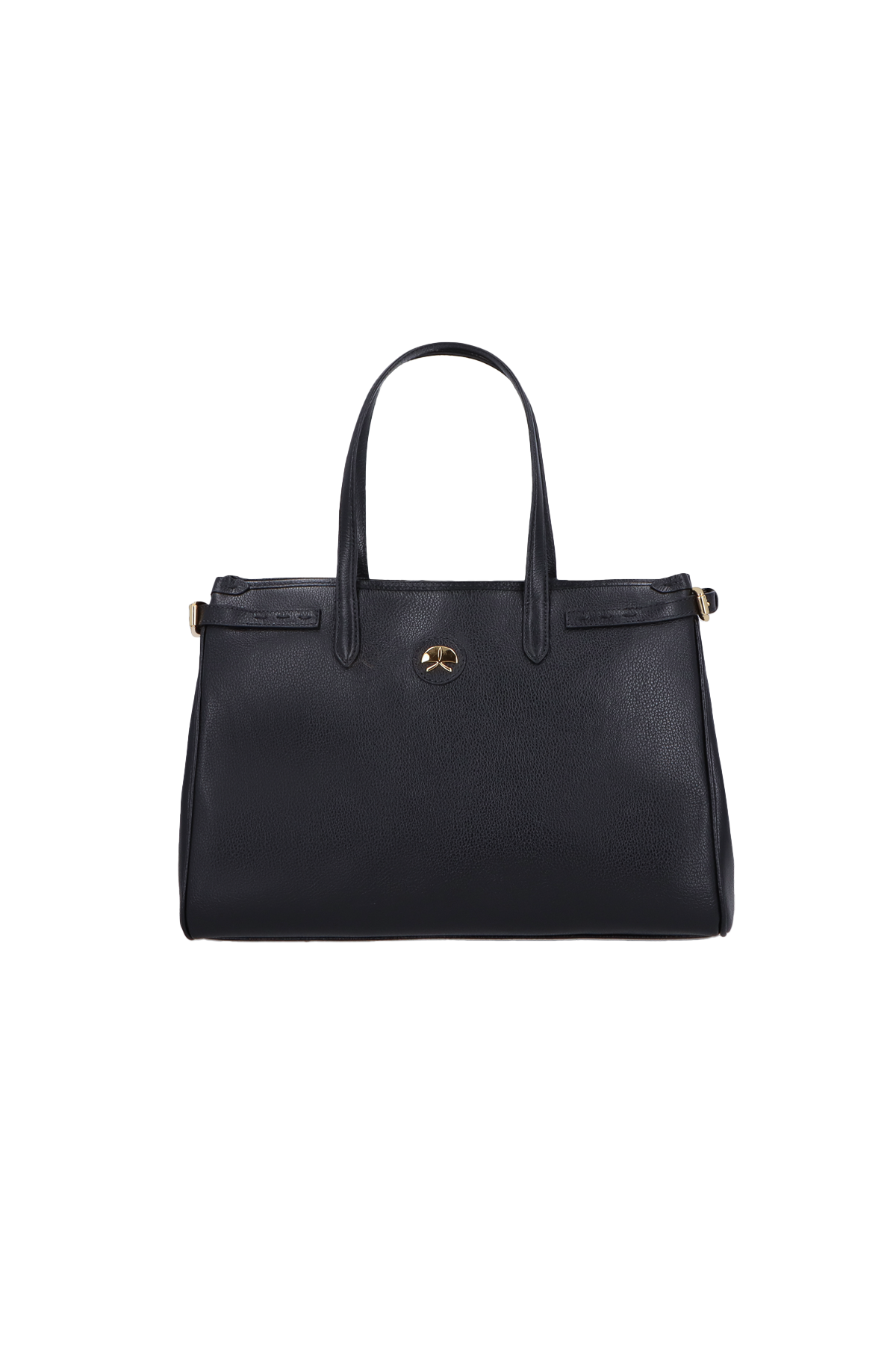 BOLSA MÉDIA EM COURO PRETO ESTRUTURADA
