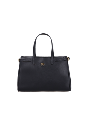 BOLSA MÉDIA EM COURO PRETO ESTRUTURADA