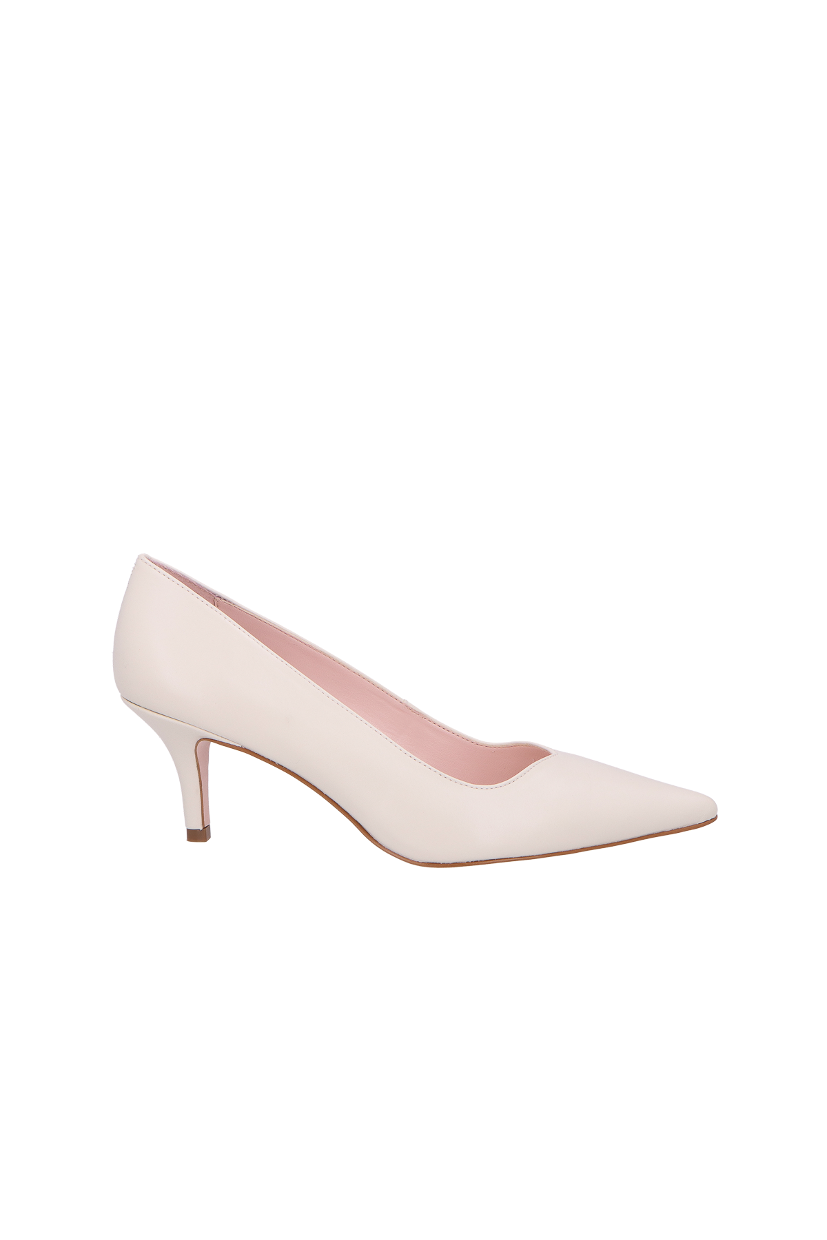 SCARPIN EM COURO OFF WHITE DE SALTO FINO MÉDIO E BICO FINO