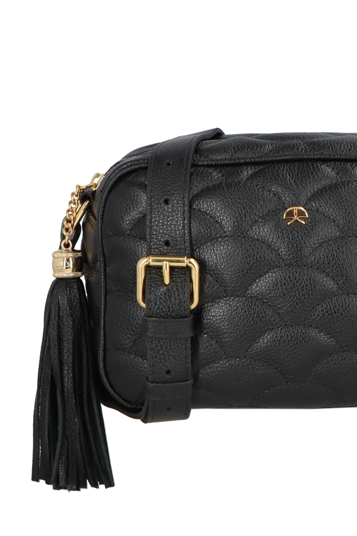 BOLSA MÉDIA EM COURO PRETO MATELASSÊ CALIANDRA