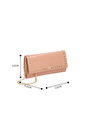 BOLSA CARTEIRA EM VERNIZ BEGE BLUSH