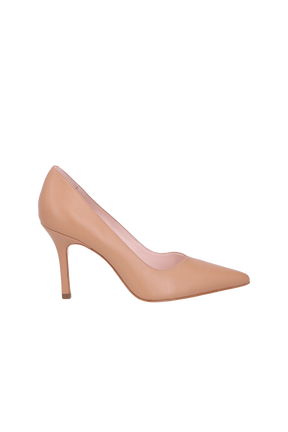 SCARPIN DE SALTO FINO EM COURO BEGE BLUSH