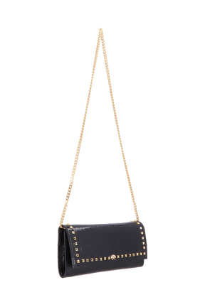 BOLSA CARTEIRA EM VERNIZ PRETO
