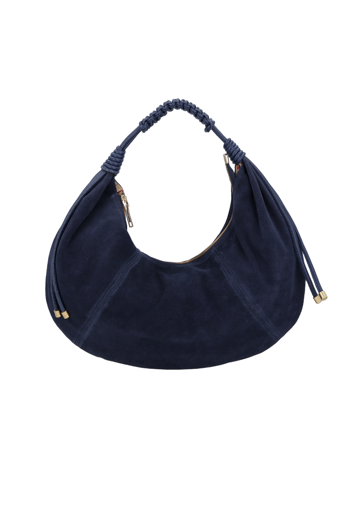BOLSA EM CAMURÇA AZUL NAVAL COM ENFEITE METÁLICO GRANDE