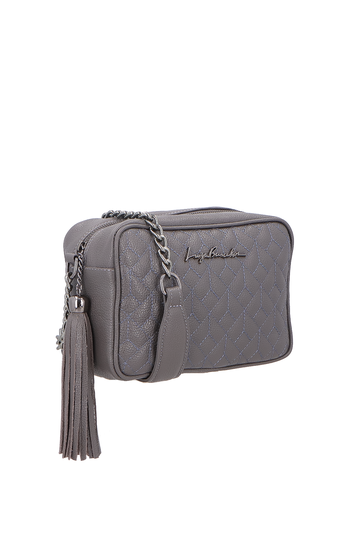 BOLSA MÉDIA CLÁSSICA EM COURO CINZA COM MATELASSÊ