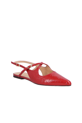 SAPATILHA DE BICO FINO EM VERNIZ VERMELHO RED COM RECORTES