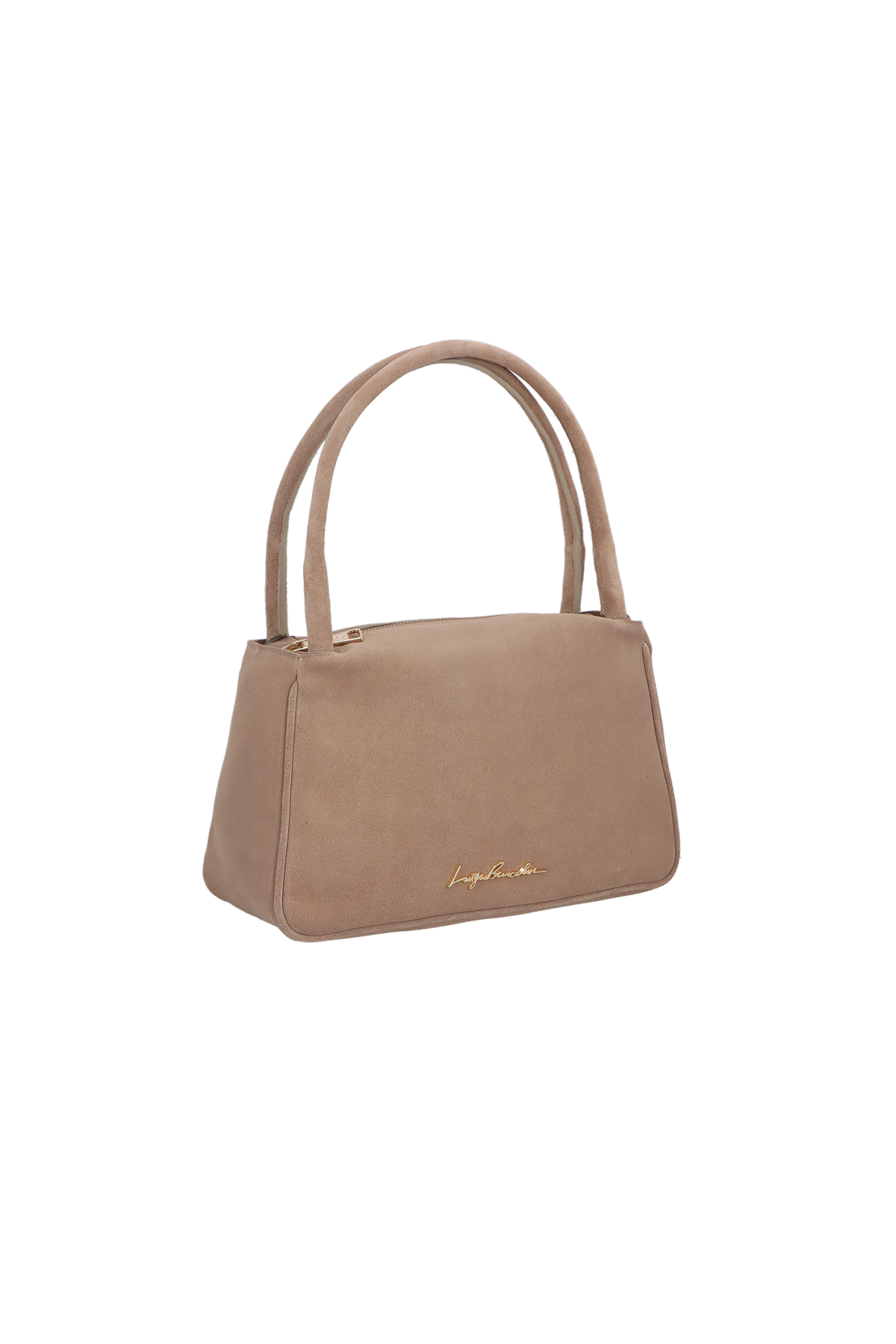 BOLSA DE ALÇA DUPLA CURTA EM CAMURÇA BEGE FENDI MÉDIA