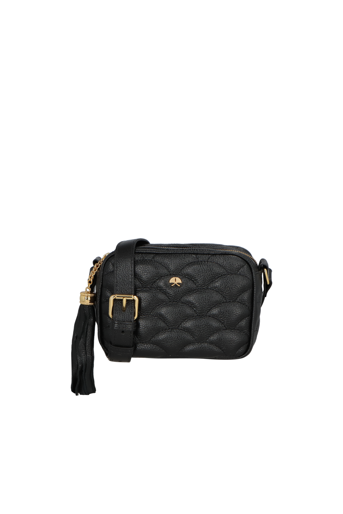 BOLSA PEQUENA EM COURO PRETO MATELASSÊ CALIANDRA