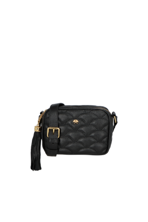 BOLSA PEQUENA EM COURO PRETO MATELASSÊ CALIANDRA