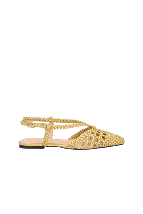 SAPATILHA SLINGBACK TRANÇADA METALIZADA OURO