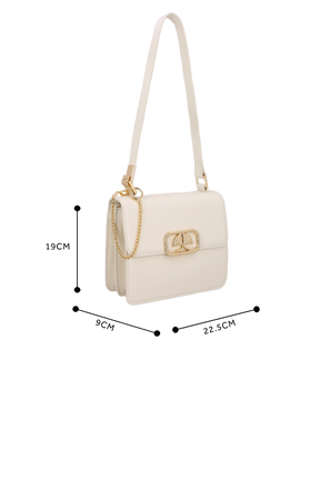 BOLSA TRANSVERSAL PEQUENA OFF WHITE EM COURO