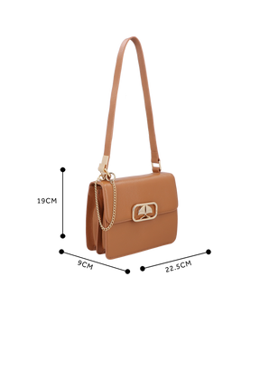 BOLSA TRANSVERSAL PEQUENA CARAMELO EM COURO