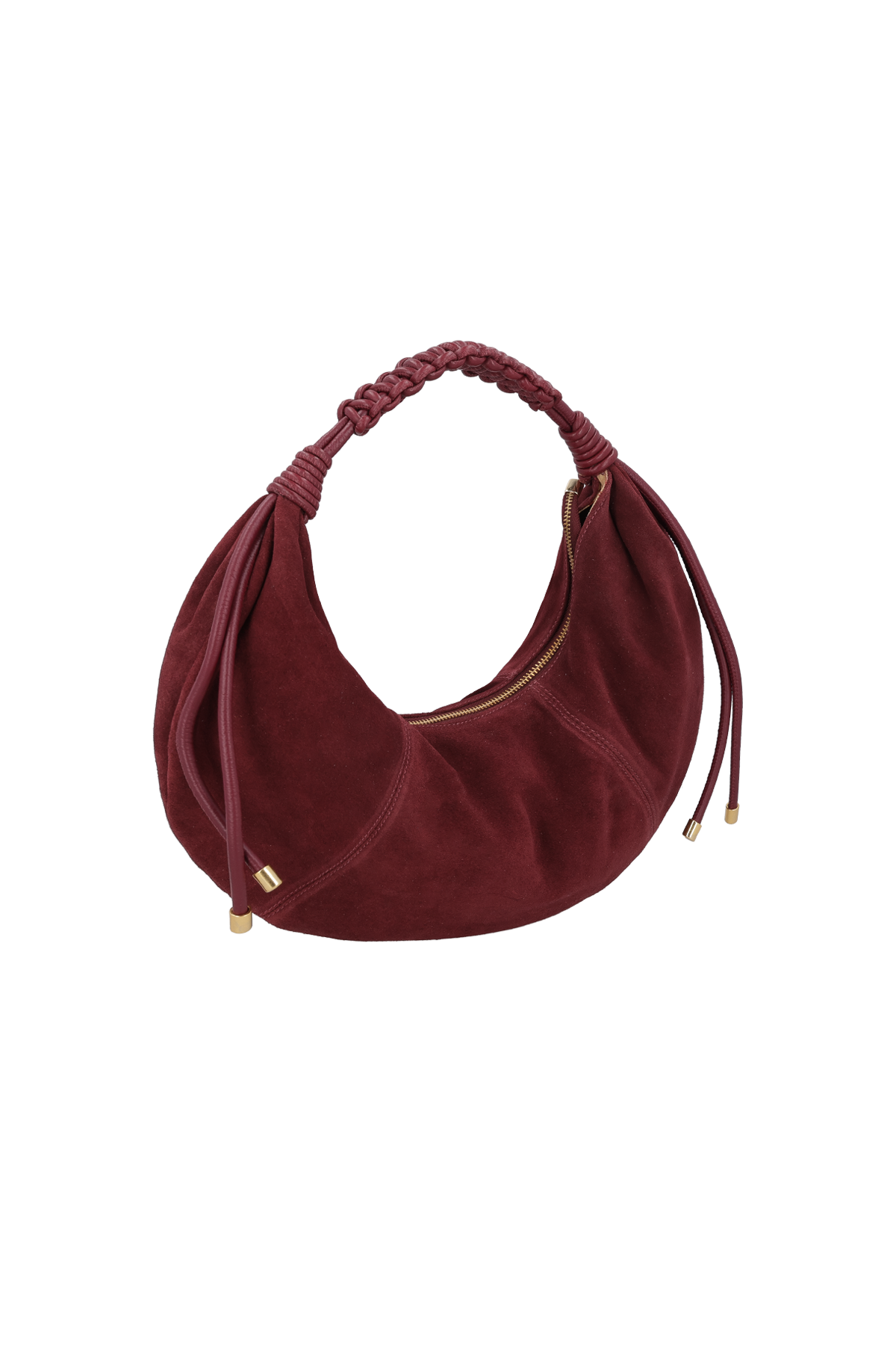 BOLSA EM CAMURÇA MARSALA COM ENFEITE METÁLICO MÉDIA