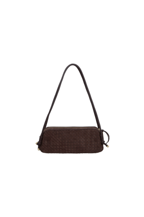 BOLSA MÉDIA TRESSÊ EM CAMURÇA CAFÉ MINIMALISTA