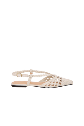 SAPATILHA SLINGBACK TRANÇADA EM COURO OFF WHITE