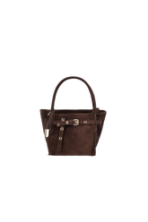 BOLSA PEQUENA EM CAMURÇA MARROM CAFÉ COM FIVELA