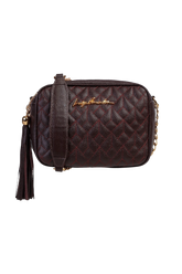 BOLSA PEQUENA CLÁSSICA ALÇA CORRENTE CAFÉ