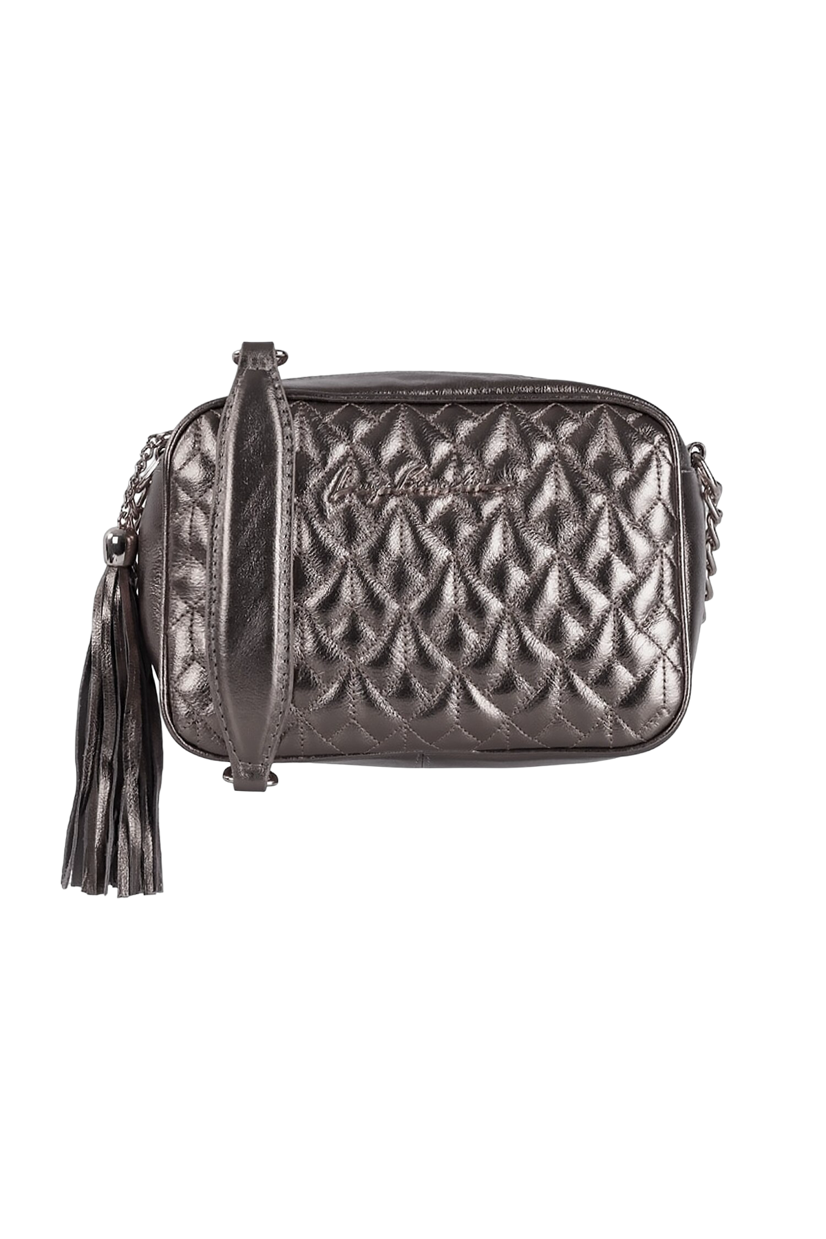 BOLSA PEQUENA CLÁSSICA ALÇA CORRENTE CHUMBO