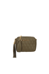 BOLSA CLÁSSICA EM COURO VERDE TOMILHO E ALÇA DE CORRENTES PEQUENA