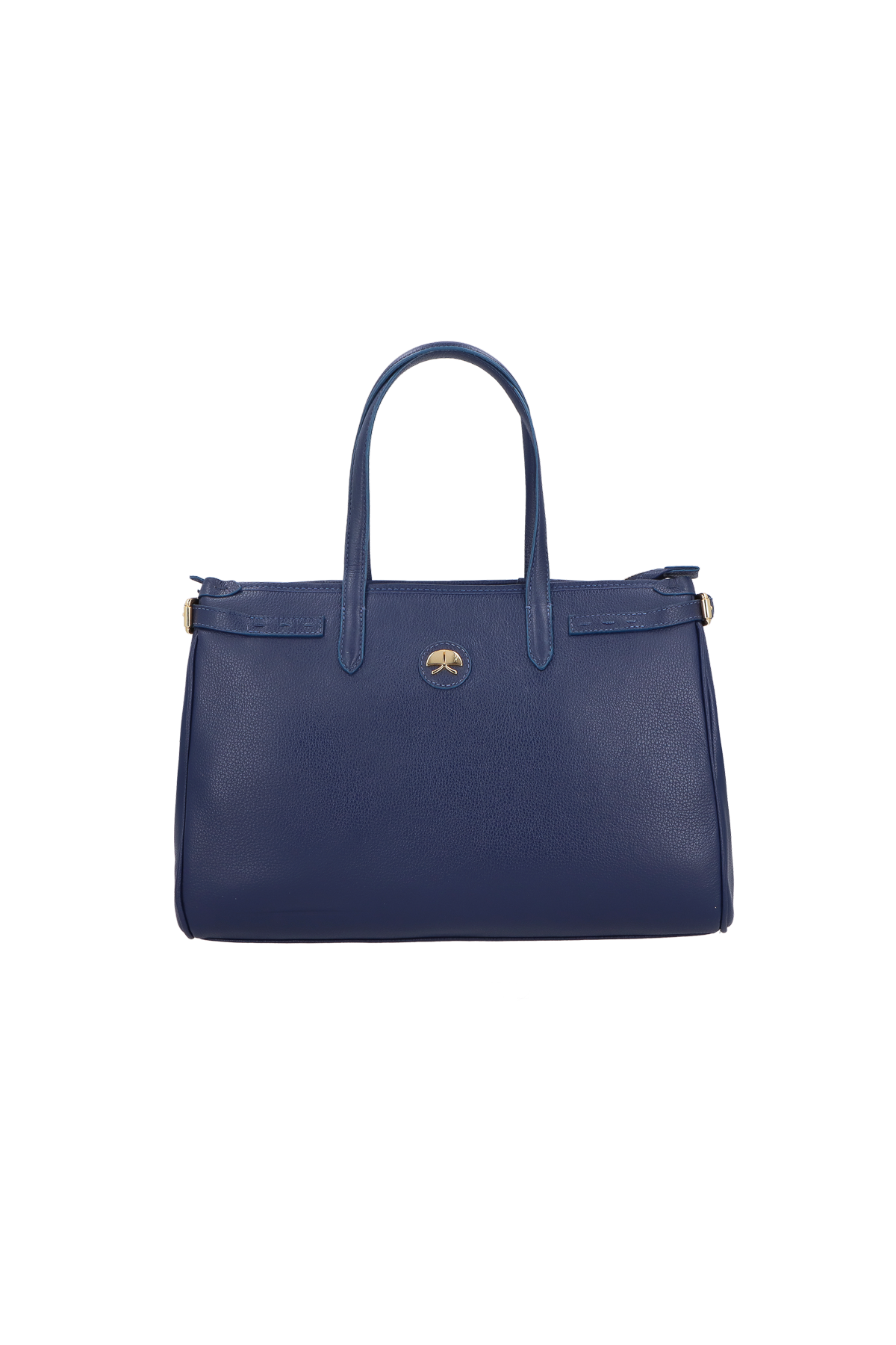 BOLSA MÉDIA EM COURO AZUL ATLÂNTICO ESTRUTURADA