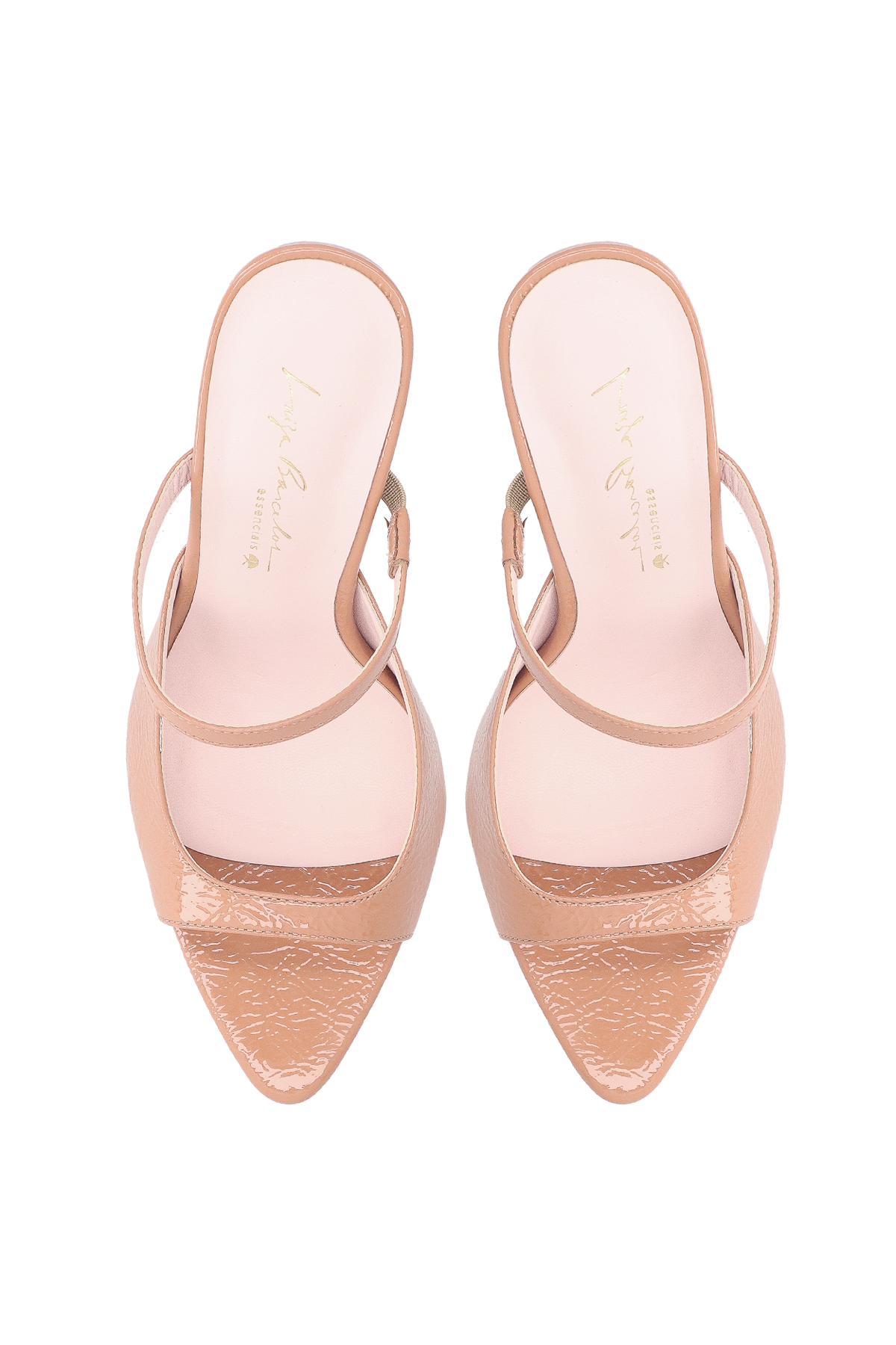 MULE EM VERNIZ BEGE BLUSH DE SALTO ALTO