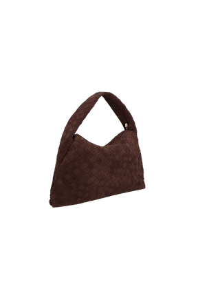BOLSA HOBO EM CAMURÇA TRESSÊ CAFÉ GRANDE