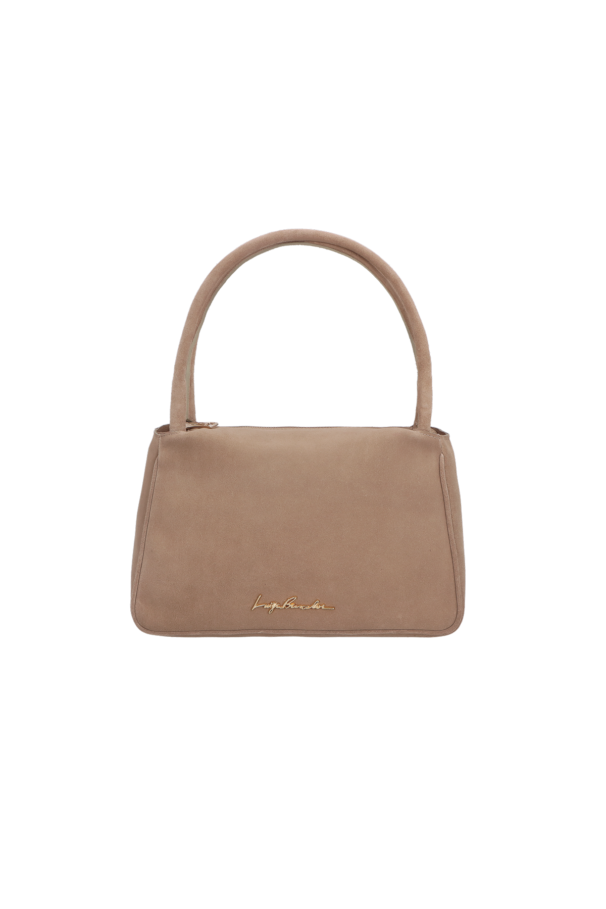 BOLSA DE ALÇA DUPLA CURTA EM CAMURÇA BEGE FENDI MÉDIA