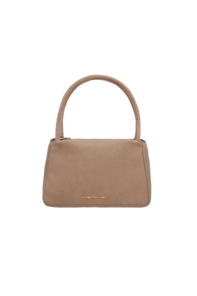 BOLSA DE ALÇA DUPLA CURTA EM CAMURÇA BEGE FENDI MÉDIA