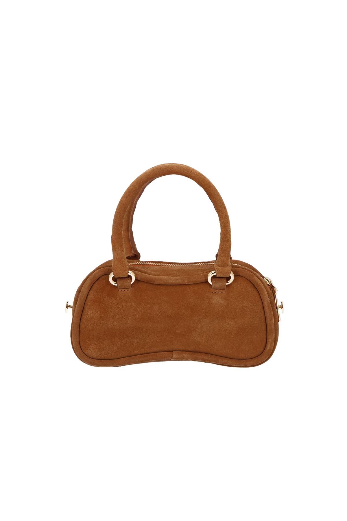 BOLSA CROSSBODY EM CAMURÇA CARAMELO COM CADEADO DECORATIVO PEQUENA